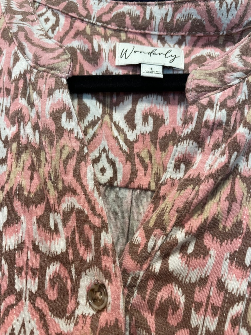 Wonderly Pink Cream Patterned Long Sleeve Blouse - Picture 3 of 15